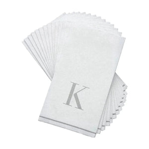 Luxe Party NYC Napkins Silver Monogram Paper Disposable Napkins Letter K
