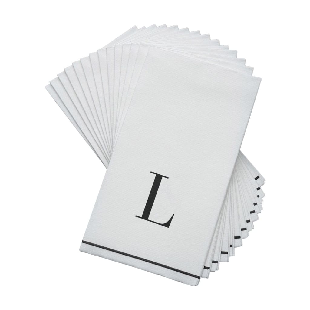 Luxe Party NYC Napkins Black Monogram Paper Disposable Napkins Letter L