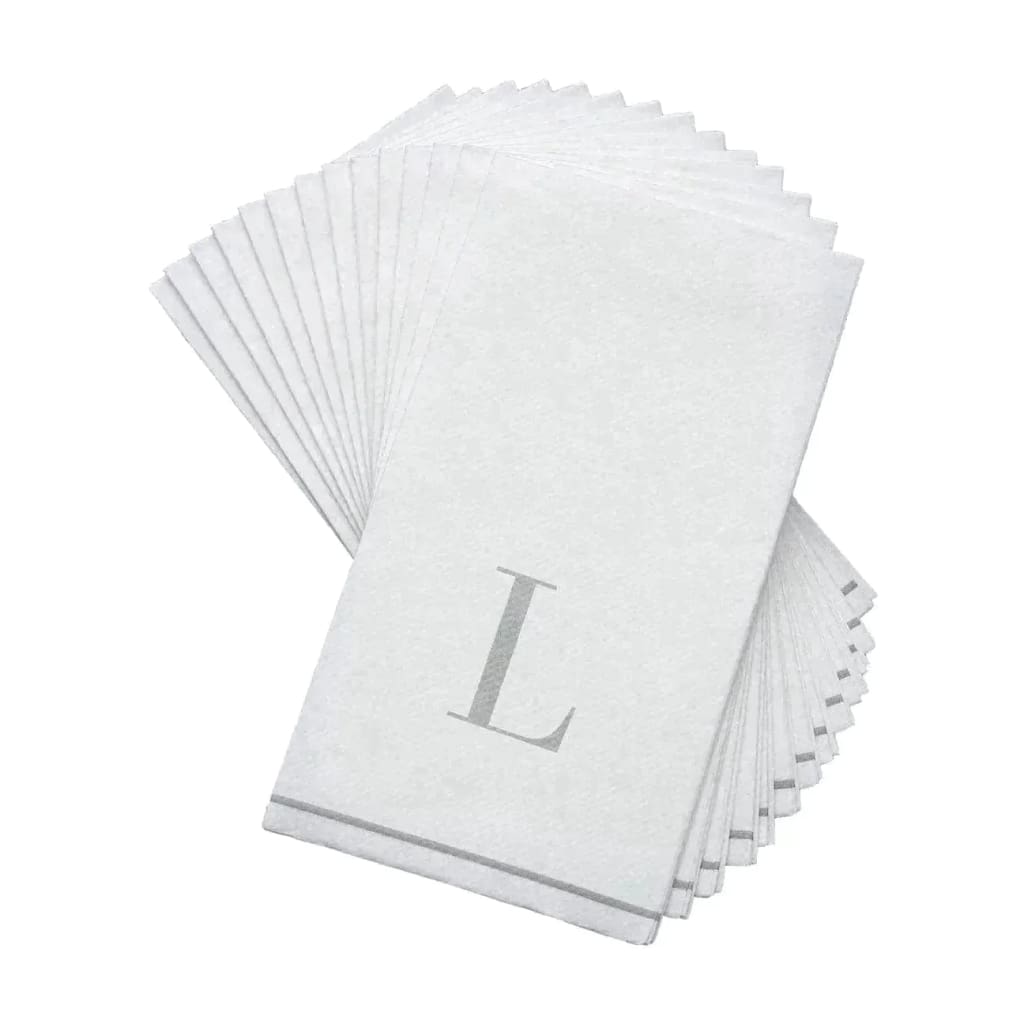 Luxe Party NYC Napkins Letter L Silver Monogram Paper Disposable Napkins