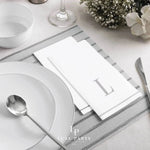 Luxe Party NYC Napkins 14 Guest Napkins - 4.25" x 7.75" Silver Monogram Paper Disposable Napkins Letter L