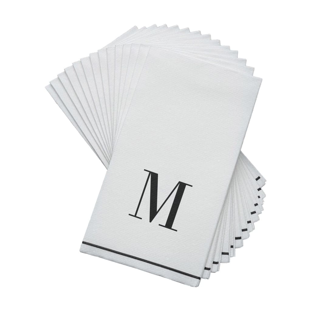 Luxe Party NYC Napkins Black Monogram Paper Disposable Napkins Letter M