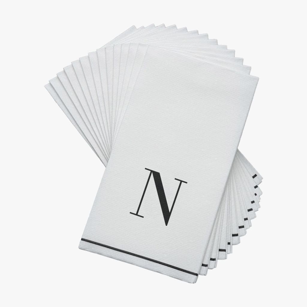 Luxe Party NYC Napkins Black Monogram Paper Disposable Napkins Letter N