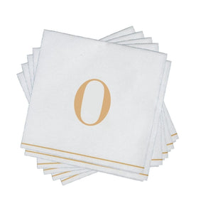 Luxe Party NYC Napkins 16 Cocktail Napkins - 5" x 5" Copy of Letter O Gold Monogram Paper Disposable Napkins