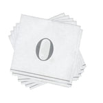 Luxe Party NYC Napkins 16 Cocktail Napkins - 5" x 5" Letter O Silver Monogram Cocktail Paper Disposable Napkins