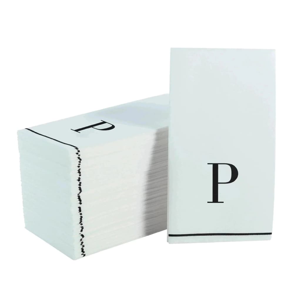 Luxe Party NYC Napkins Black Monogram Paper Disposable Napkins Letter P