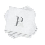 Luxe Party NYC Napkins 16 Cocktail Napkins - 5" x 5" Letter P Silver Monogram Cocktail Paper Disposable Napkins