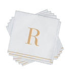 Luxe Party NYC Napkins 16 Cocktail Napkins - 5" x 5" Copy of Letter R Gold Monogram Paper Disposable Napkins