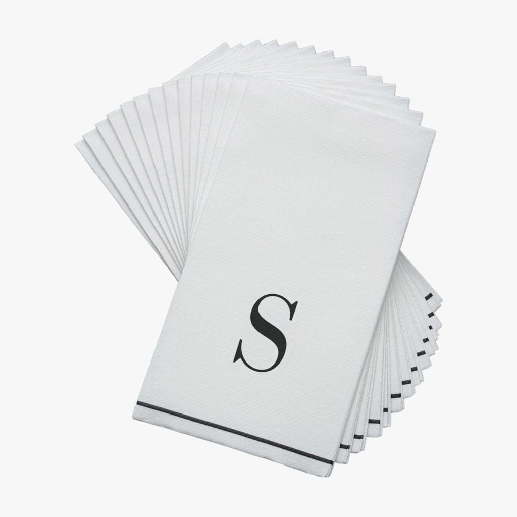 Luxe Party NYC Napkins Black Monogram Paper Disposable Napkins Letter S