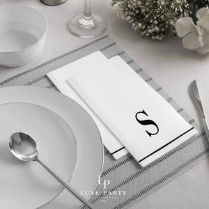 Luxe Party NYC Napkins Black Monogram Paper Disposable Napkins Letter S