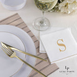 Letter S Gold Monogram Paper Disposable Cocktail Napkins | 16 Napkins - 16 Cocktail Napkins - 5 x 5 - Napkins