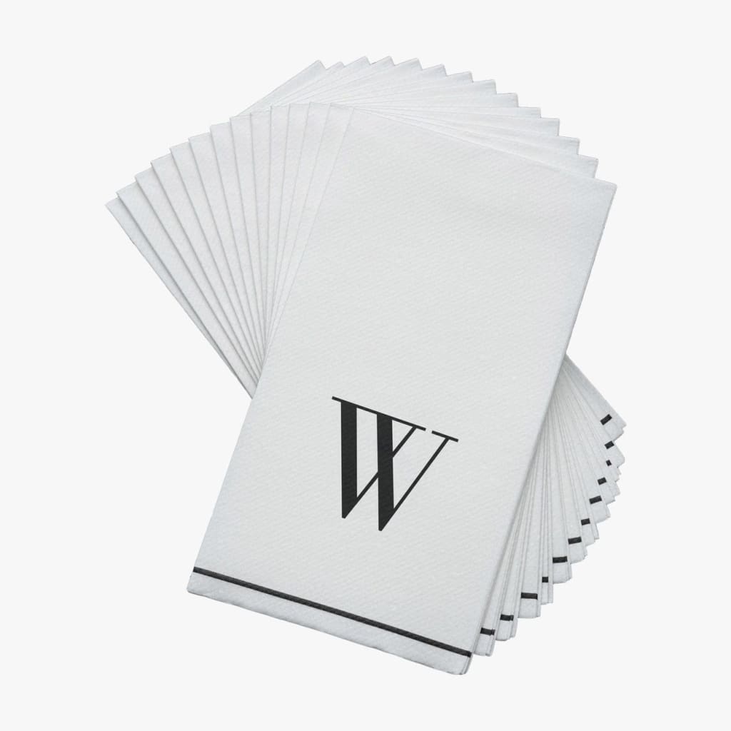 Luxe Party NYC Napkins Black Monogram Paper Disposable Napkins Letter W