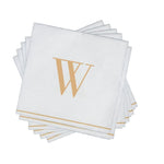 Luxe Party NYC Napkins 16 Cocktail Napkins - 5" x 5" Copy of Letter W Gold Monogram Paper Disposable Napkins