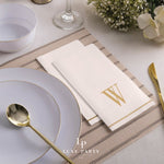 Letter W Gold Monogram Paper Disposable Dinner Napkins | 14 Napkins - 14 Guest Napkins - 4.25 x 7.75 - Napkins