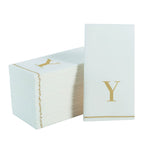 Luxe Party NYC Napkins 14 Guest Napkins - 4.25" x 7.75" Letter Y Gold Monogram Paper Disposable Napkins