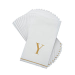 Luxe Party NYC Napkins 14 Guest Napkins - 4.25" x 7.75" Letter Y Gold Monogram Paper Disposable Napkins