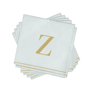 Luxe Party NYC Napkins 16 Cocktail Napkins - 5" x 5" Copy of Letter Z Gold Monogram Paper Disposable Napkins