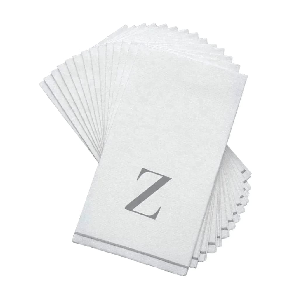 Luxe Party NYC Napkins Letter Z Silver Monogram Paper Disposable Napkins