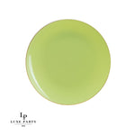 Round Accent Plastic Plates Lime • Gold Round Plastic Plates | 10 Pack
