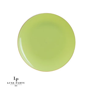 Round Accent Plastic Plates Lime • Gold Round Plastic Plates | 10 Pack