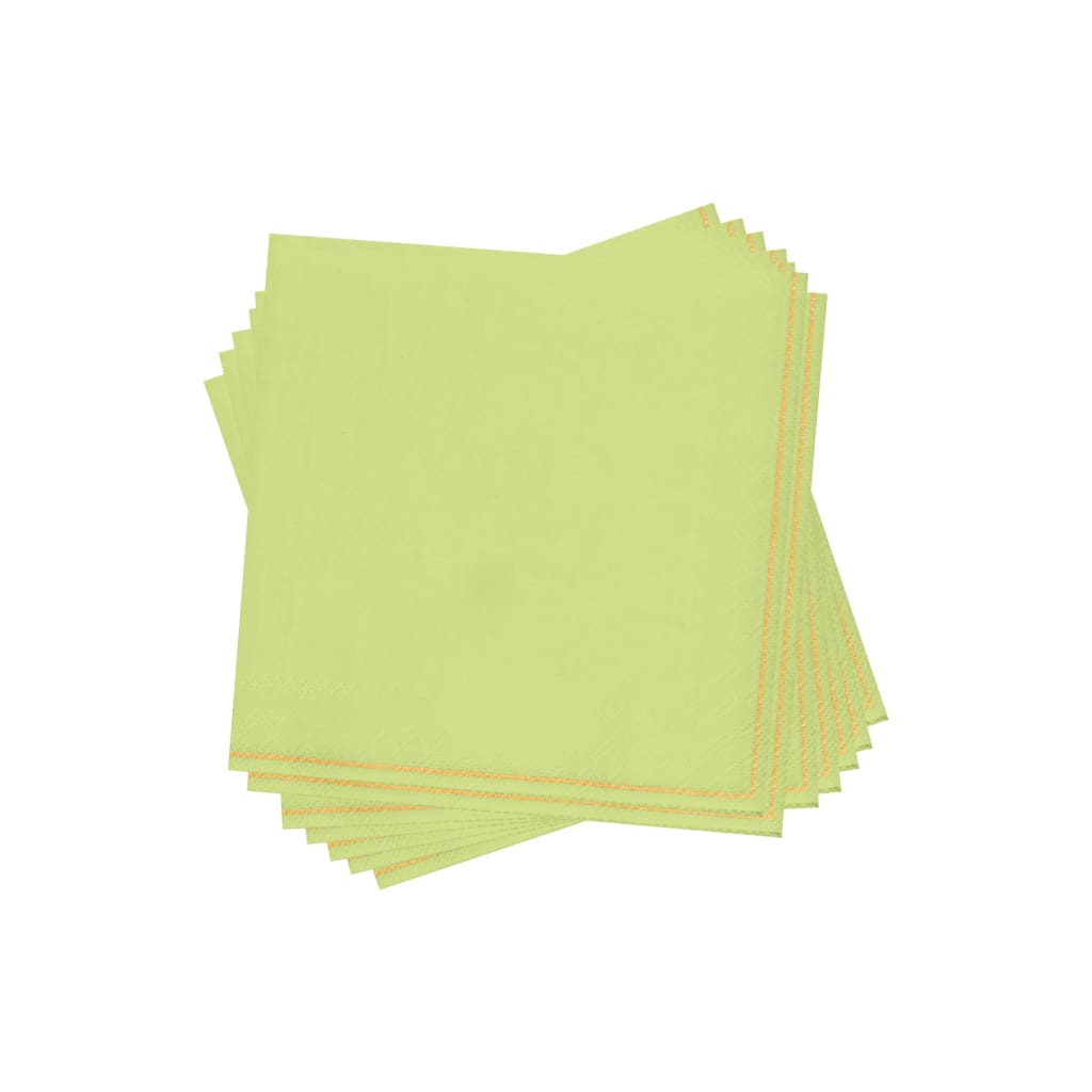 Lime with Gold Stripe Lunch Napkins | 20 Napkins - 20 Lunch Napkins - 6.5 x 6.5 - Napkins