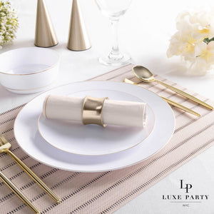 Linen with Gold Stripe Lunch Napkins | 20 Napkins - 20 Lunch Napkins - 6.5 x 6.5 - Napkins