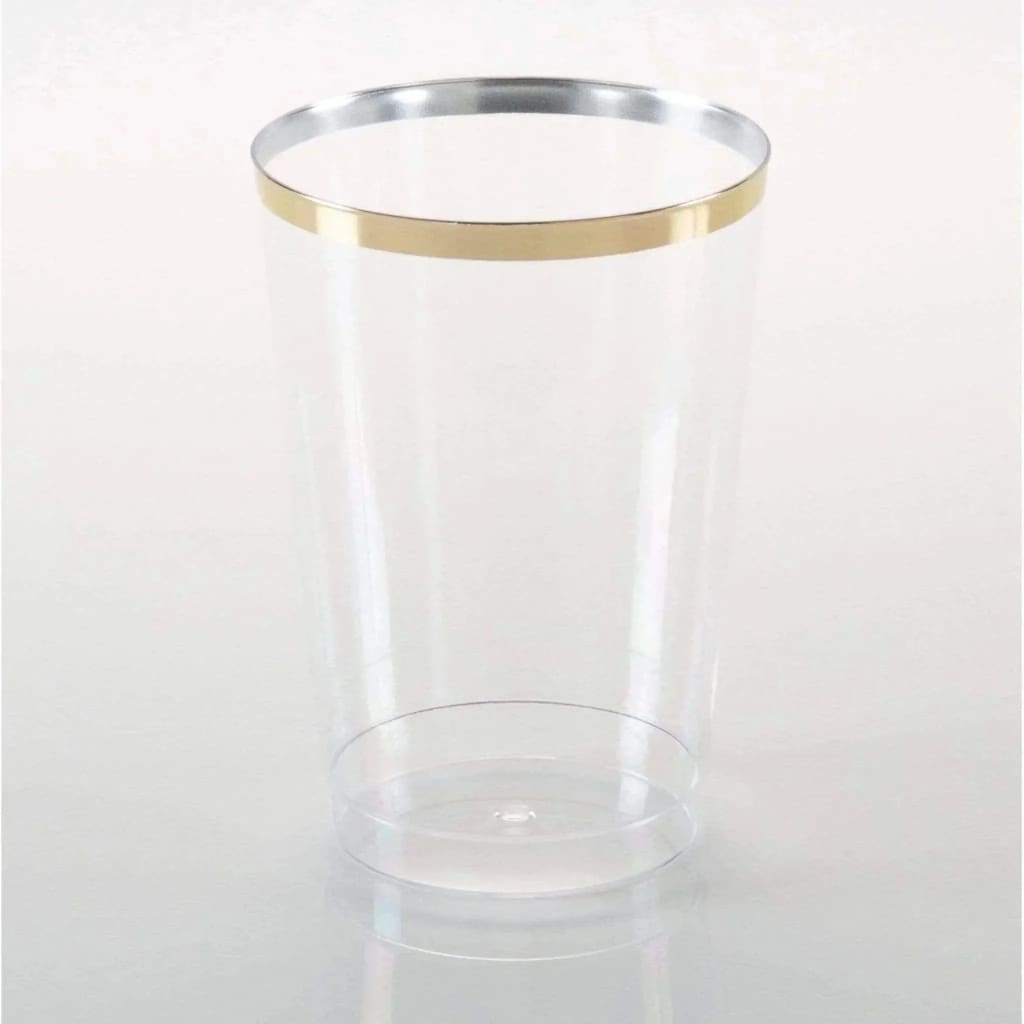 12 Oz Gold Plastic Cups Clear Plastic Tumblers With Gold Rim