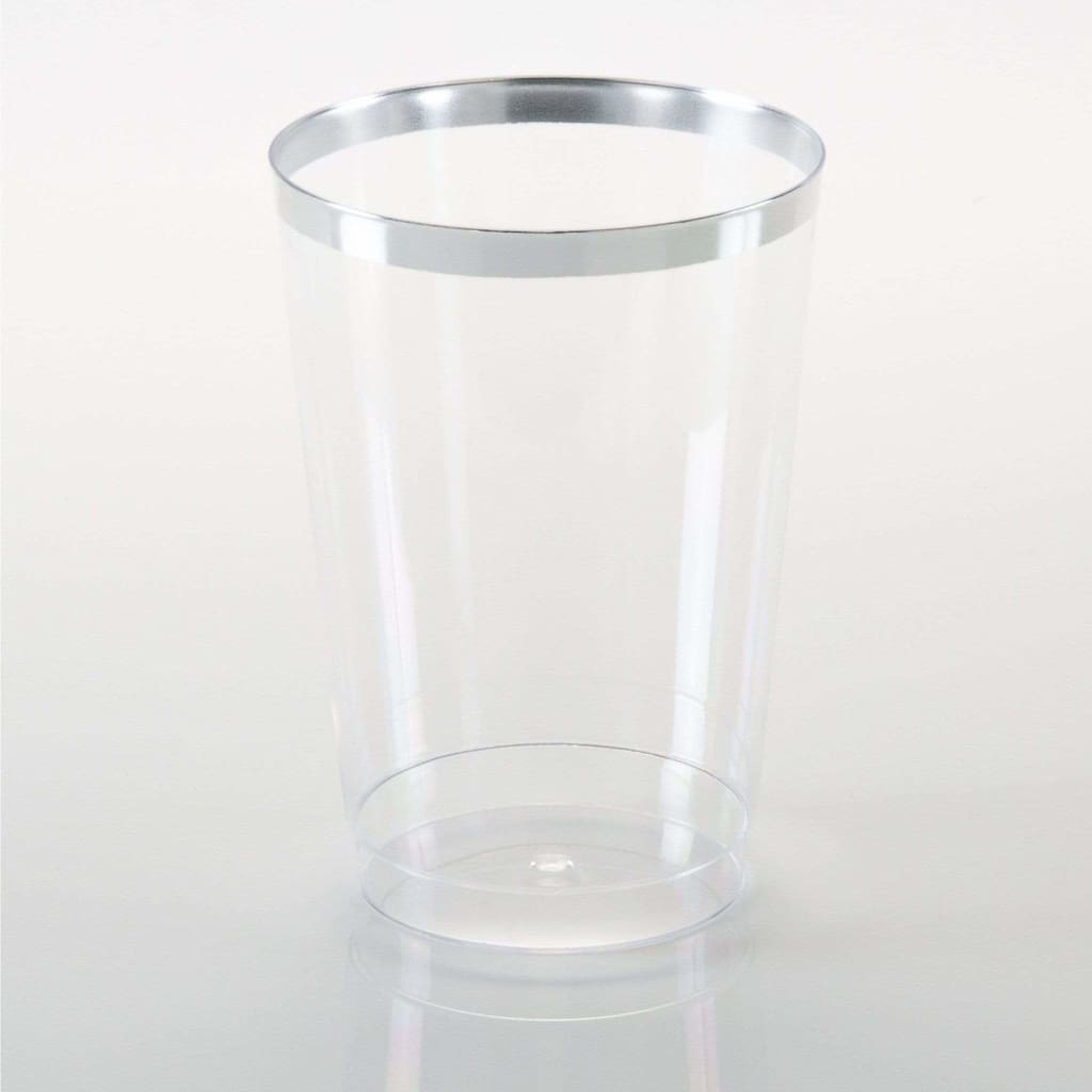 Luxe Tumblers Tumblers Luxe 12 Oz Clear Plastic • Silver Plastic Tumblers | 20 Tumblers