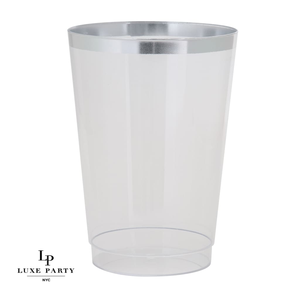 Luxe Tumblers Tumblers Luxe 12 Oz Clear Plastic • Silver Plastic Tumblers | 20 Tumblers