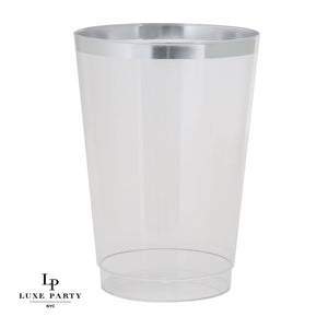 Luxe Tumblers Tumblers Luxe 12 Oz Clear Plastic • Silver Plastic Tumblers | 20 Tumblers