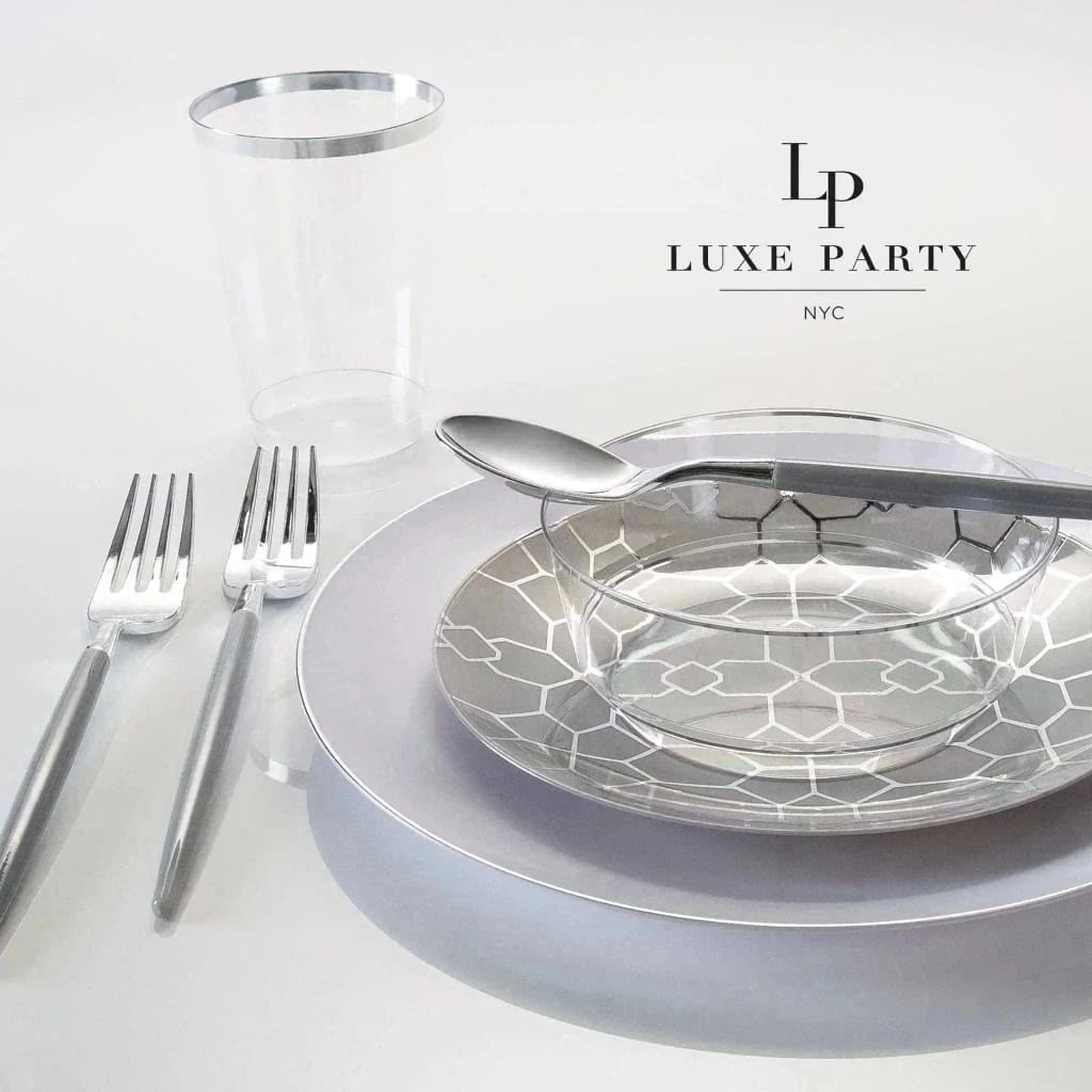 Luxe Tumblers Tumblers Luxe 12 Oz Clear Plastic • Silver Plastic Cups | 20 Cups