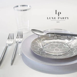 Luxe Tumblers Tumblers Luxe 12 Oz Clear Plastic • Silver Plastic Cups | 20 Cups