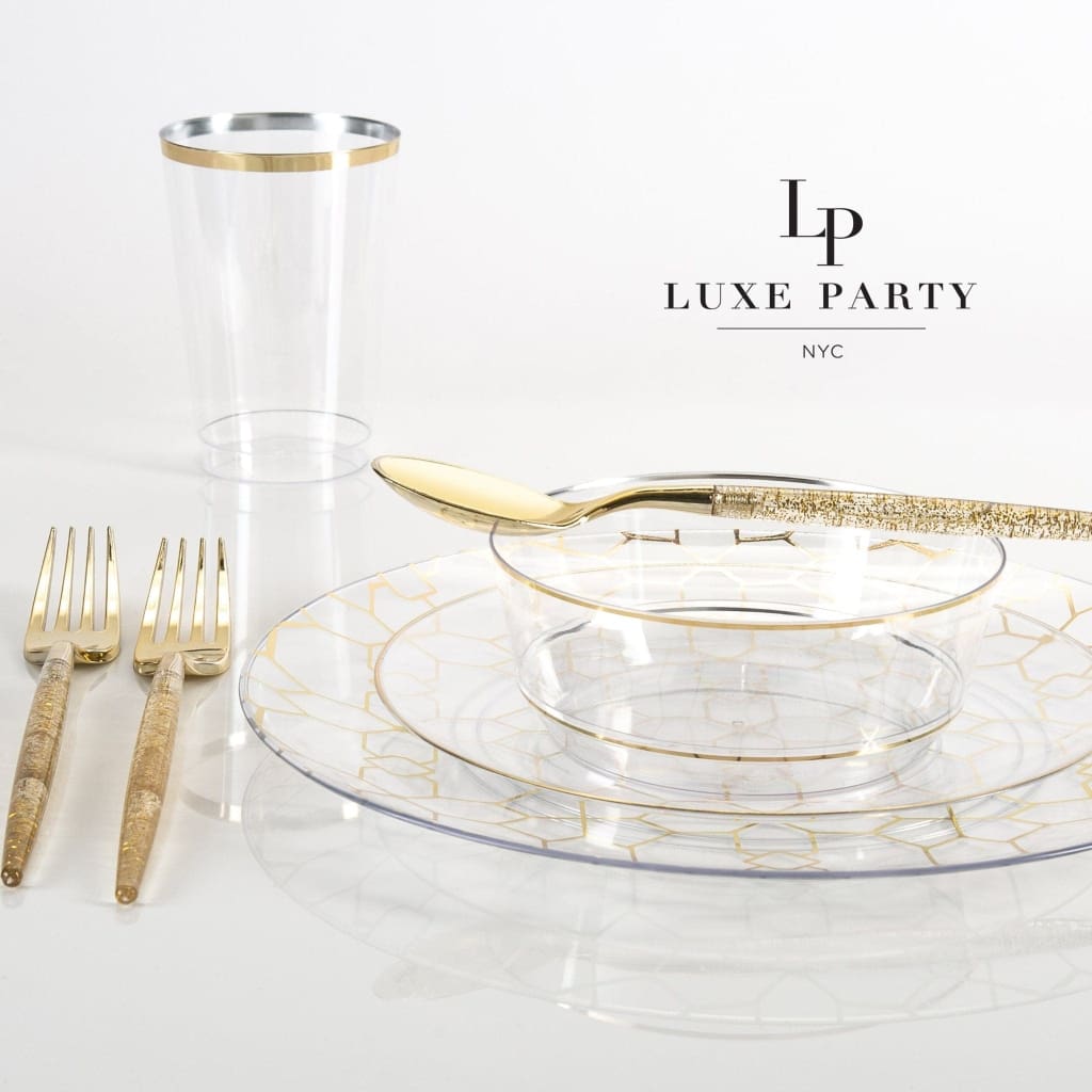 Luxe 9 Oz Clear Plastic • Gold Plastic Cups