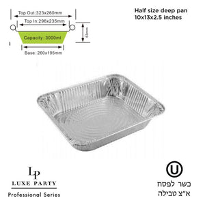 Luxe Party Chargers 100pk Half Size Deep Aluminum Foil Pan 10x13x2.5"  30gram
