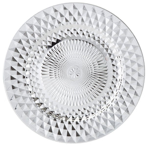 Luxe Party Chargers 13" Silver Round Diamond Charger Plastic Plate | 1 Charger