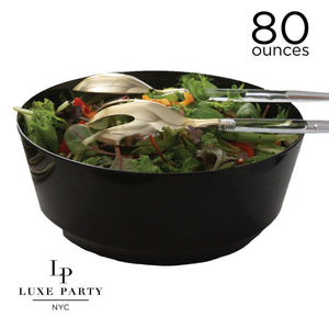 Luxe Party Soup Bowls 80 Oz. Round Black Plastic Serving Bowls