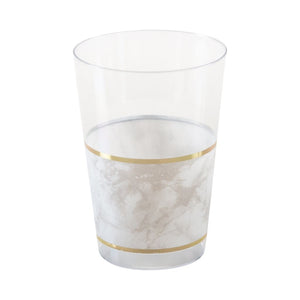 Luxe Party NYC Tumblers 12 oz Round Marble • Gold Plastic Tumblers | 10 Tumblers