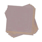 Luxe Party NYC Napkins 20 Lunch Napkins - 6.5" x 6.5" Mauve with Gold Stripe Paper Napkins - 3 available sizes