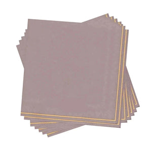 Luxe Party NYC Napkins 20 Lunch Napkins - 6.5" x 6.5" Mauve with Gold Stripe Paper Napkins - 3 available sizes