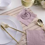 Mauve with Gold Stripe Paper Cocktail Napkins | 20 Napkins - 20 Beverage Napkins - 5 x 5 - Napkins