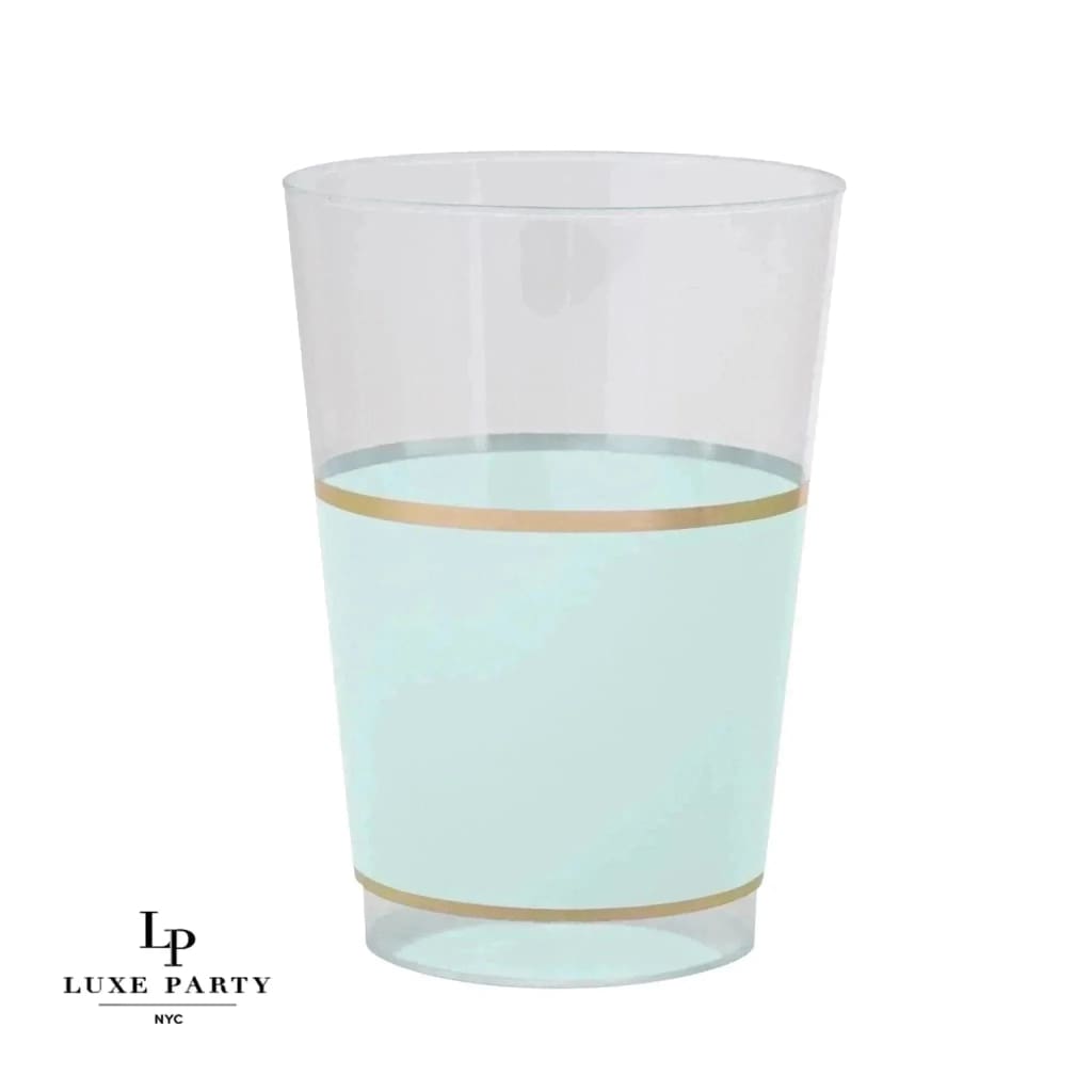 Luxe Party NYC Tumblers Mint • Gold Plastic Cups | 10 Cups