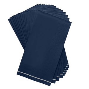 Luxe Party NYC Napkins 16 PK Navy and Silver Stripe Guest Paper Napkins