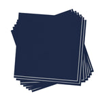 Luxe Party NYC Napkins 20 Beverage Napkins - 5" x 5" Navy and Silver Stripe Paper Napkins - 3 available sizes