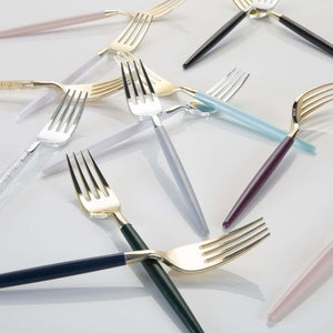 Luxe Party NYC Two Tone Cutlery Navy • Gold Plastic Cutlery Set | 32 Pieces