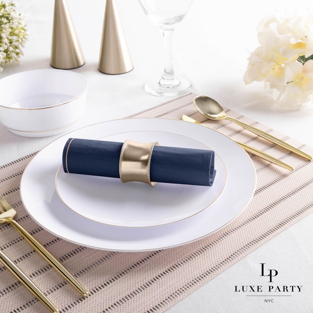 Navy with Gold Stripe Lunch Napkins | 20 Napkins - 20 Lunch Napkins - 6.5 x 6.5 - Napkins