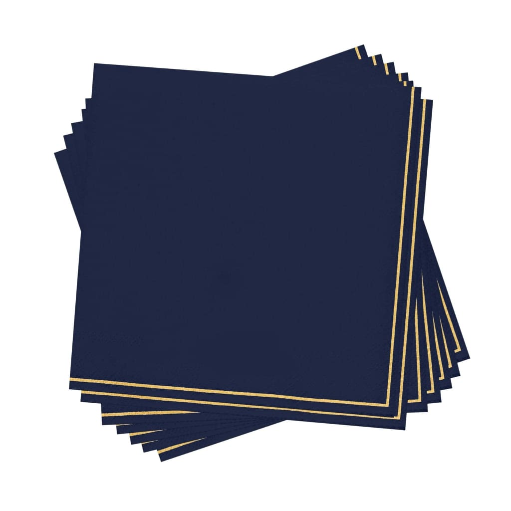 Luxe Party NYC Napkins 20 Lunch Napkins - 6.5" x 6.5" Navy with Gold Stripe Paper Napkins - 3 available sizes