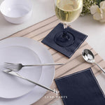 Navy with Silver Stripe Paper Cocktail Napkins | 20 Napkins - 20 Beverage Napkins - 5 x 5 - Napkins