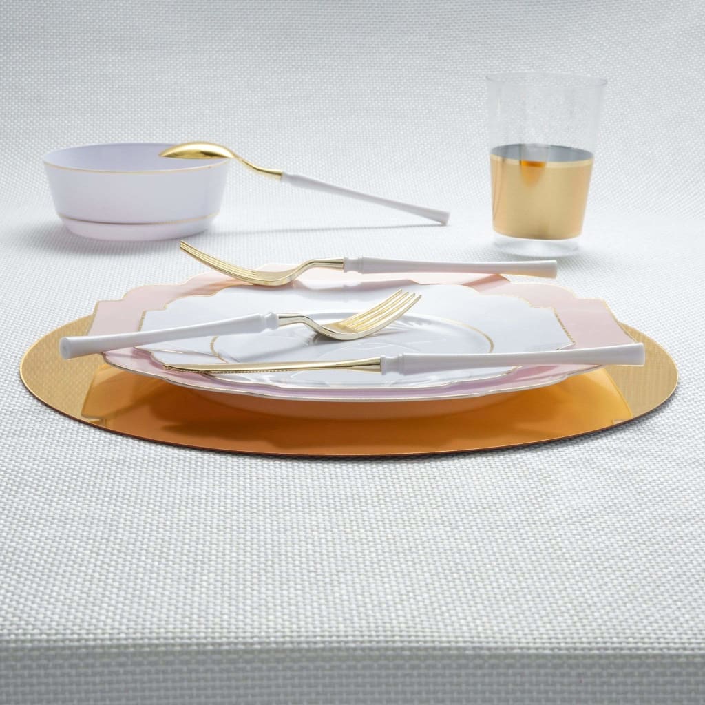 Luxe Party NYC Two Tone Cutlery Neo Classic White • Gold Plastic Cutlery Set | 32 Pieces