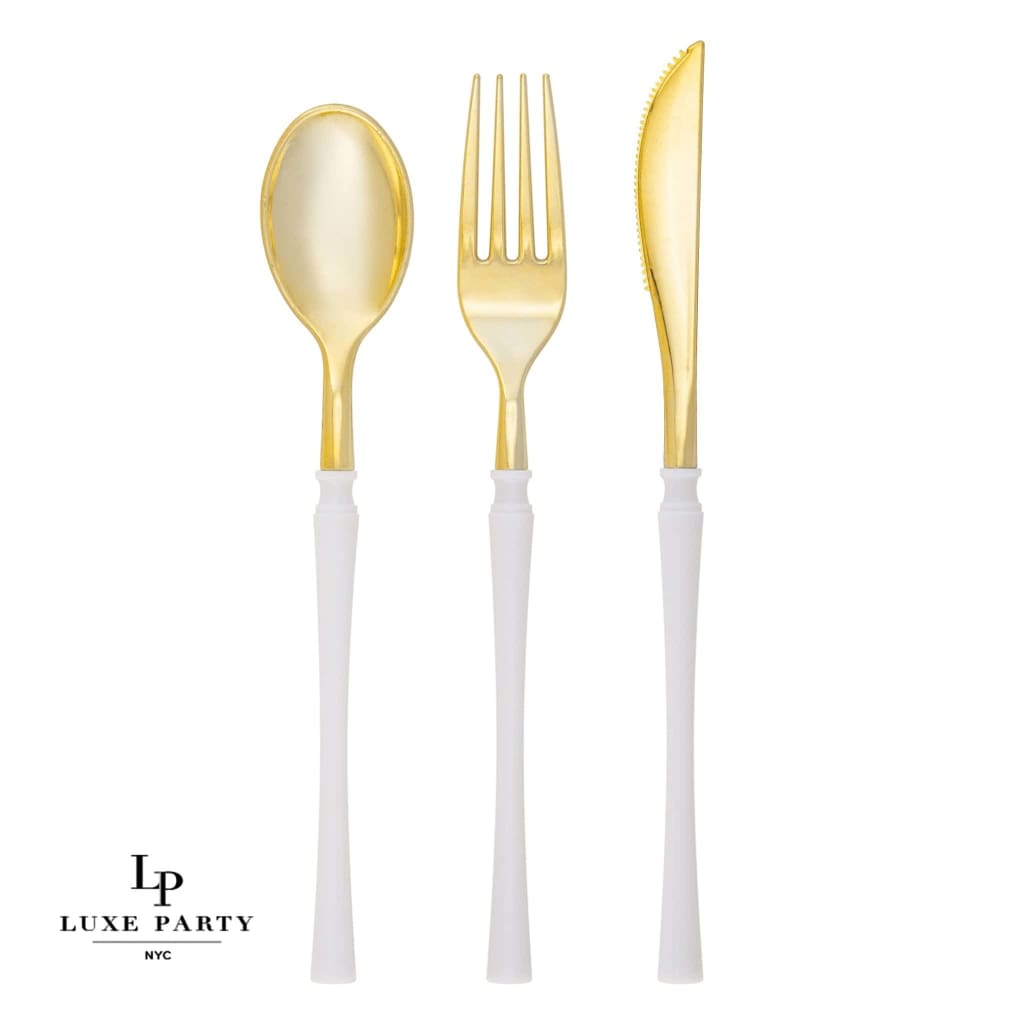 Neo Classic White • Gold Plastic Cutlery Set