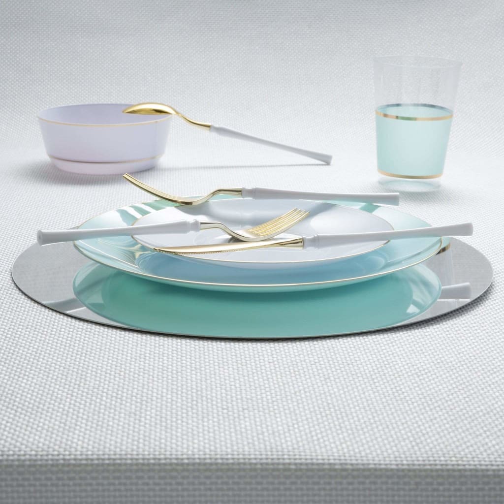 Luxe Party NYC Two Tone Cutlery Neo Classic White • Gold Plastic Cutlery Set | 32 Pieces