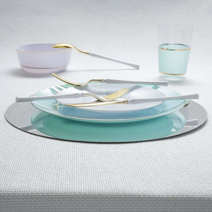Luxe Party NYC Two Tone Cutlery Neo Classic White • Gold Plastic Cutlery Set | 32 Pieces